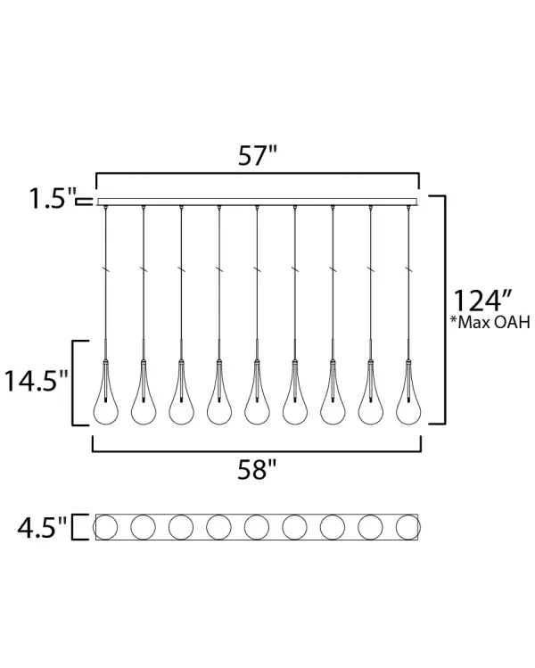 Larmes LED 9-Light Linear Pendant - Image 3