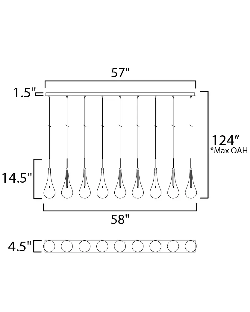 Larmes LED 9-Light Linear Pendant - Image 3