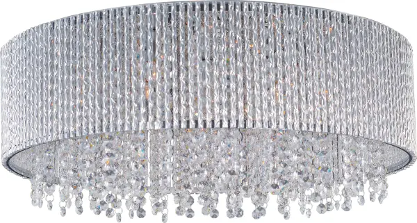 The Spiral Flush Mount combines curled metal tubing with K9 crystal beads for a luxurious look that works in low-ceiling spaces. Its 10-light configuration provides ample illumination with dimmable LED technology.