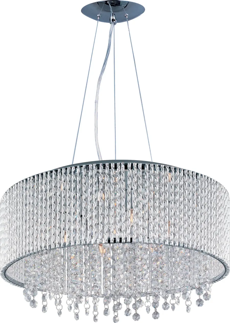 Spiral 10-Light Crystal Pendant in Polished Chrome - Image 1