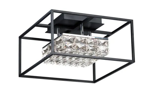 The Zephyr combines beveled crystal cylinders with a sleek black metal frame, creating a stunning lighting effect. Its flush mount design makes it perfect for rooms with lower ceilings while delivering 1750 lumens of warm LED light.