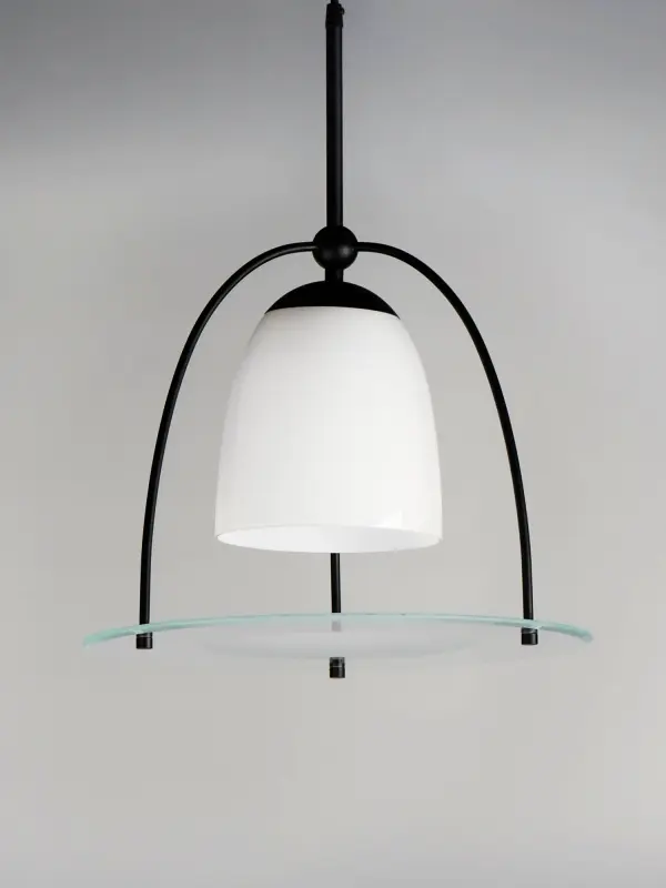The Focal Point pendant combines contemporary design with thoughtful lighting engineering. Its satin white dome and etched diffuser create beautifully soft, glare-free illumination perfect for task and ambient lighting. - alternate view