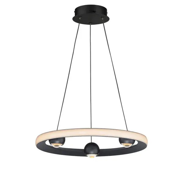 The Nodes Ring Pendant reimagines the modern LED ring with illuminated spherical nodes that provide both ambient and task lighting. Its CCT selectable feature offers 5 color temperature options, making it versatile for any space.