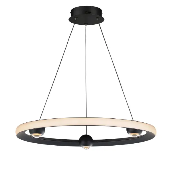 The Nodes Ring Pendant reimagines the modern LED ring with illuminated spherical nodes that provide both ambient and task lighting. Features CCT selectable technology with 5 color temperature options and JA8 Title 24 compliance.