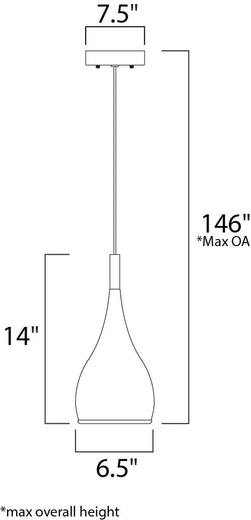 Teardrop Single Pendant Light in Satin Nickel - Image 3