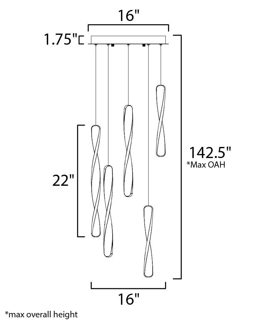 Pirouette 5-Light LED Multi-Light Pendant - Image 5