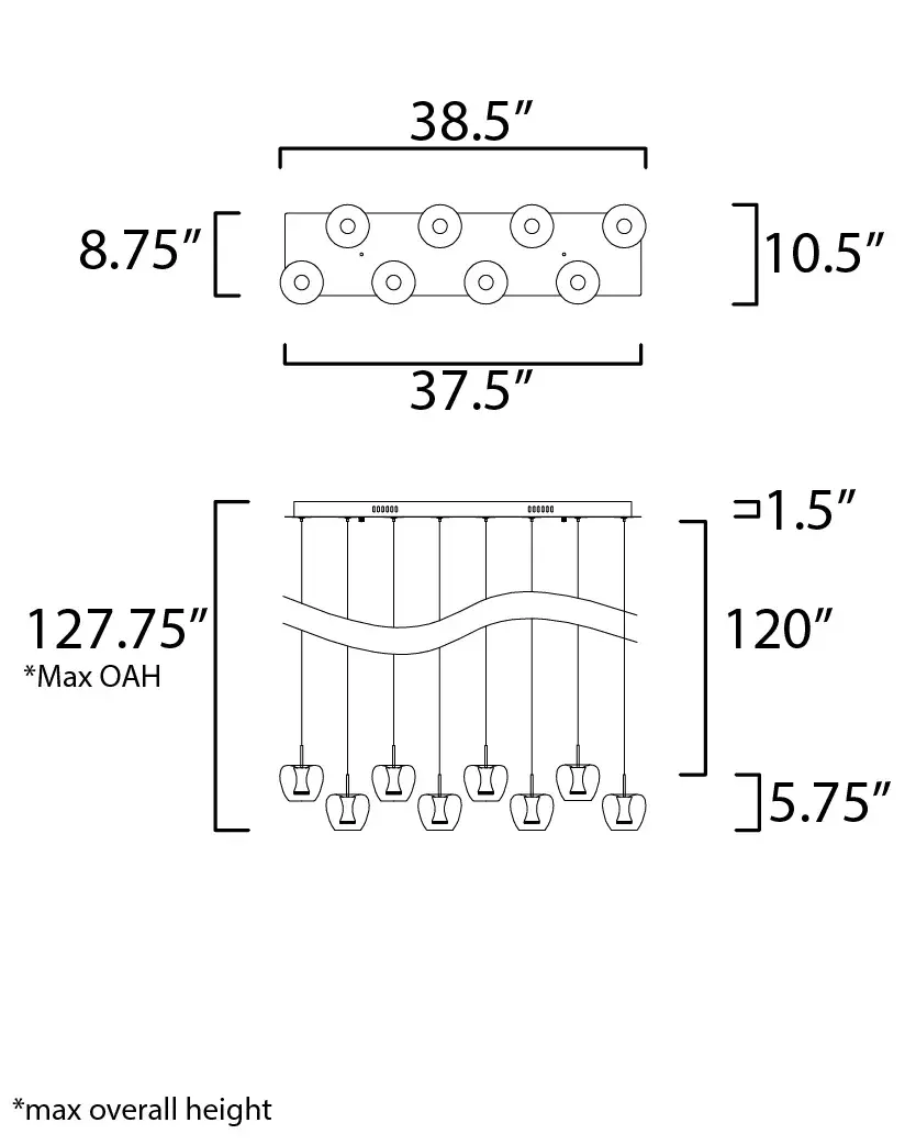 Newton 8-Light LED Multi-Light Pendant - Image 5