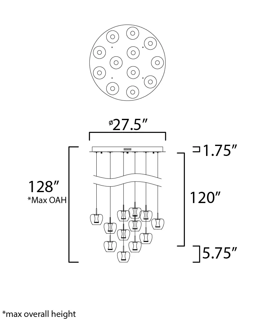 Newton 12-Light LED Multi-Light Pendant - Image 5