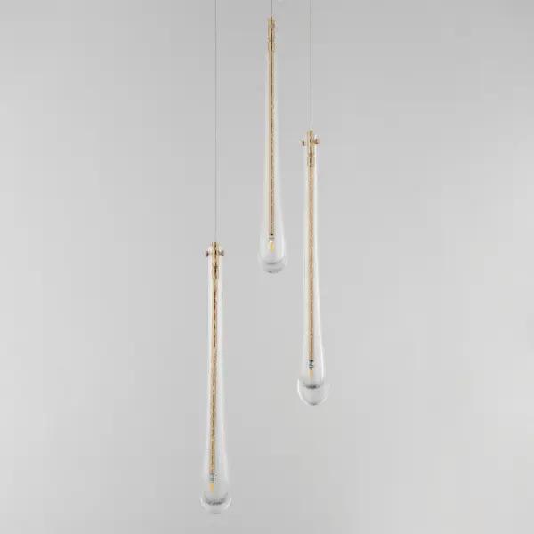 Luxurious Hand-Blown Glass Pendant with Effervescent Bubble Detail - Image 2