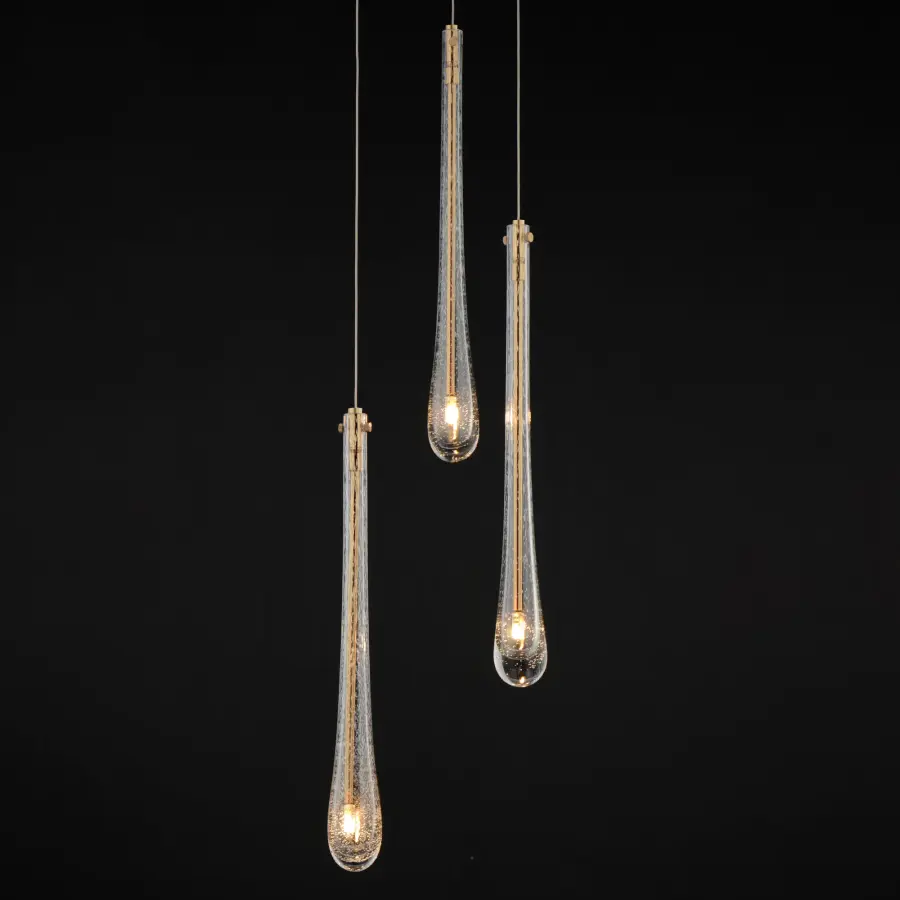 Luxurious Hand-Blown Glass Pendant with Effervescent Bubble Detail - Image 4