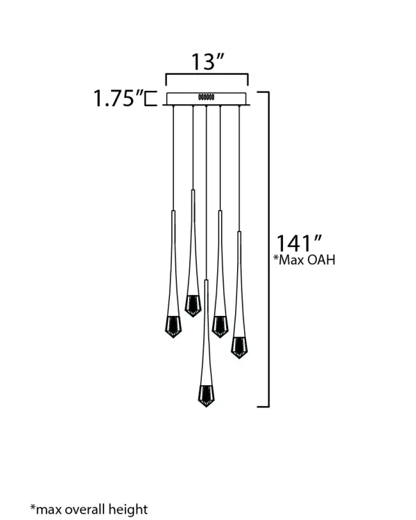 Pierce 5-Light LED Multi-Light Pendant - Image 5