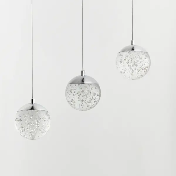 The Orb II delivers contemporary elegance with its polished chrome finish and clear K9 crystal bubble glass. The integrated LED module provides efficient lighting while maintaining a sleek, screw-free aesthetic. - alternate view