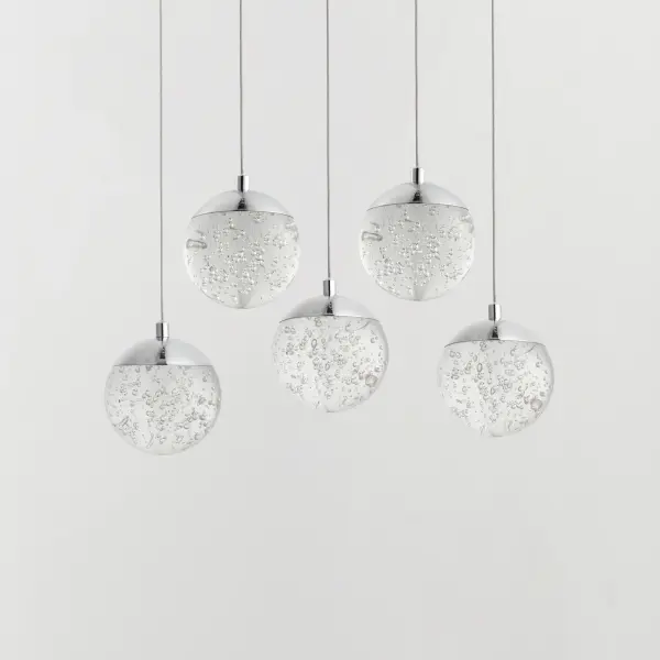 The Orb II elevates the original design with integrated LED technology and a seamless aesthetic. Clear K9 crystal bubble glass spheres screw directly into polished chrome caps for a hardware-free look that's both elegant and contemporary. - alternate view