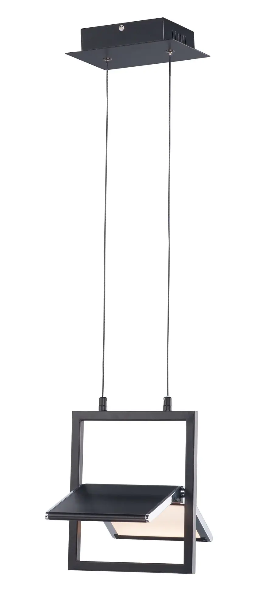 Glider Single LED Pendant in Black with Polished Chrome - Image 1