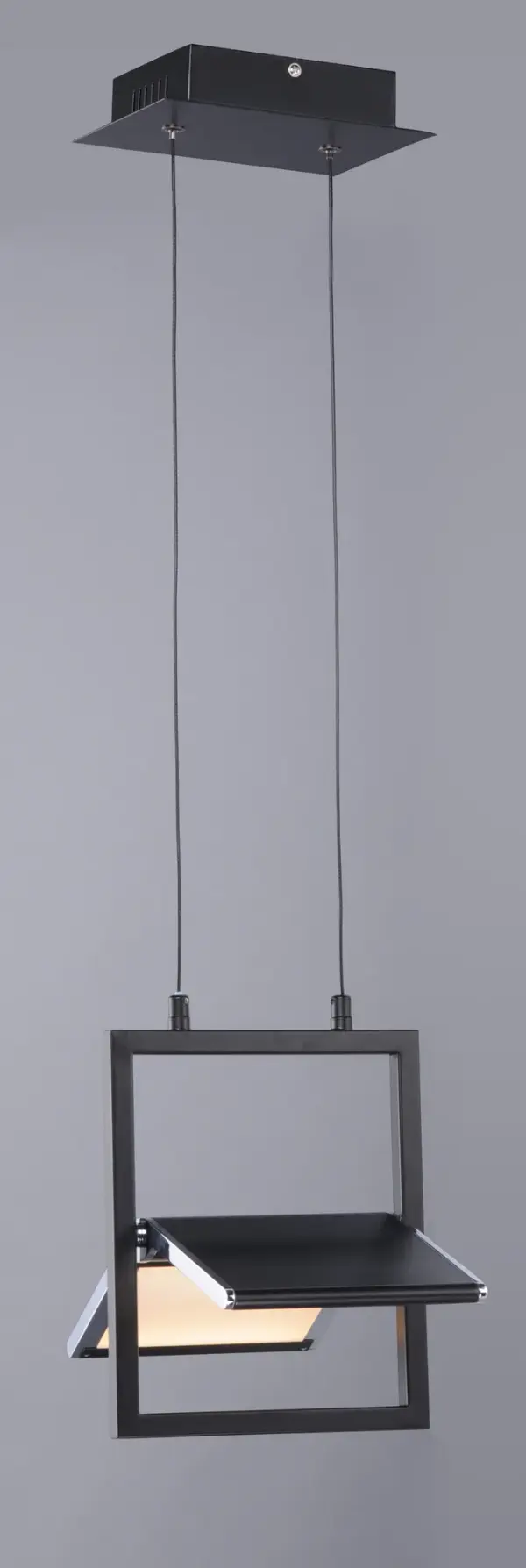 Glider Single LED Pendant in Black with Polished Chrome - Image 2