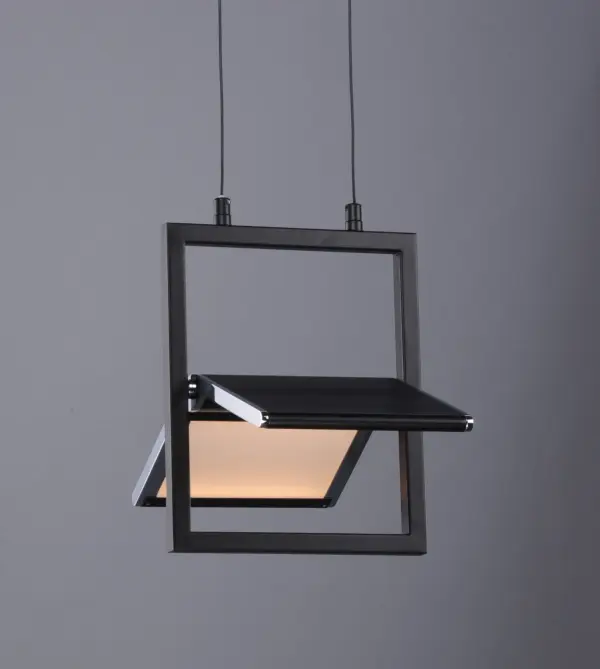 Glider Single LED Pendant in Black with Polished Chrome - Image 3