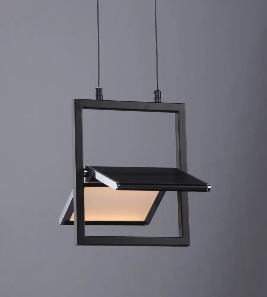 Glider Single LED Pendant in Black with Polished Chrome - Image 3
