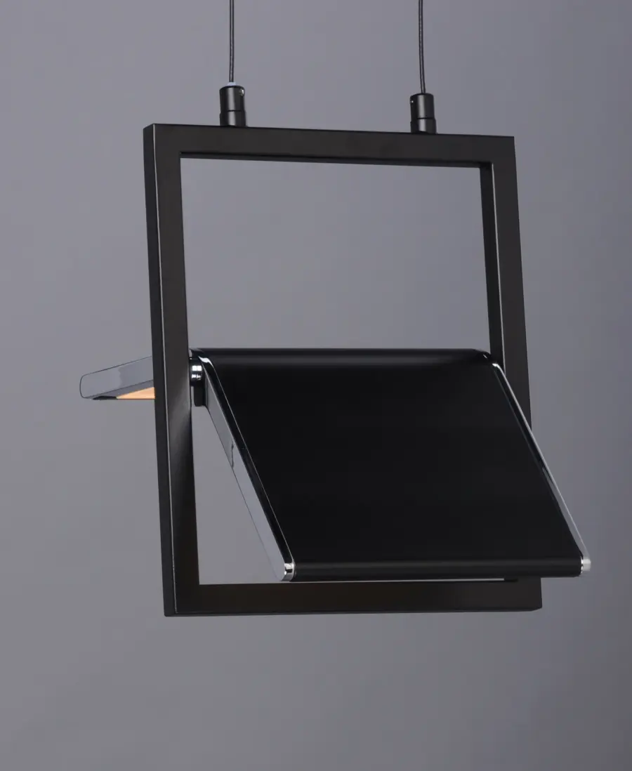 Glider Single LED Pendant in Black with Polished Chrome - Image 4