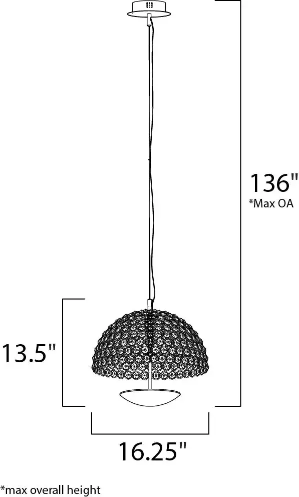 Parasol Single LED Pendant in Polished Chrome - Image 5