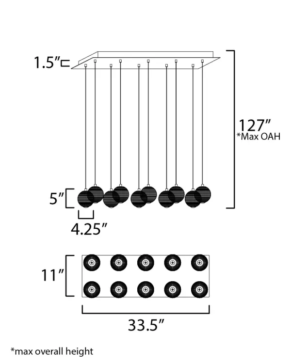Rhythm 10-Light LED Linear Pendant in Gold - Image 5