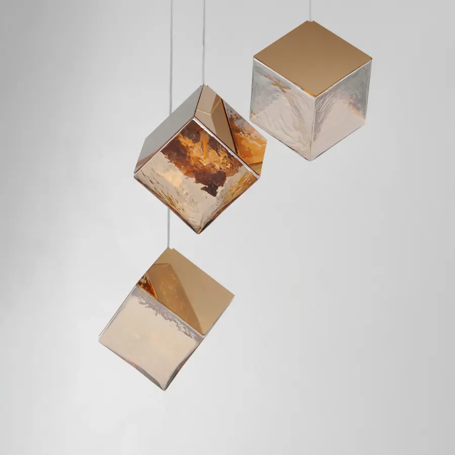 Ice Cube 3-Light LED Multi-Light Pendant in French Gold - Image 2