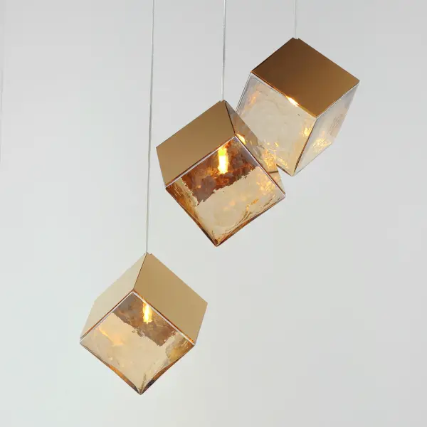 Ice Cube 3-Light LED Multi-Light Pendant in French Gold - Image 3