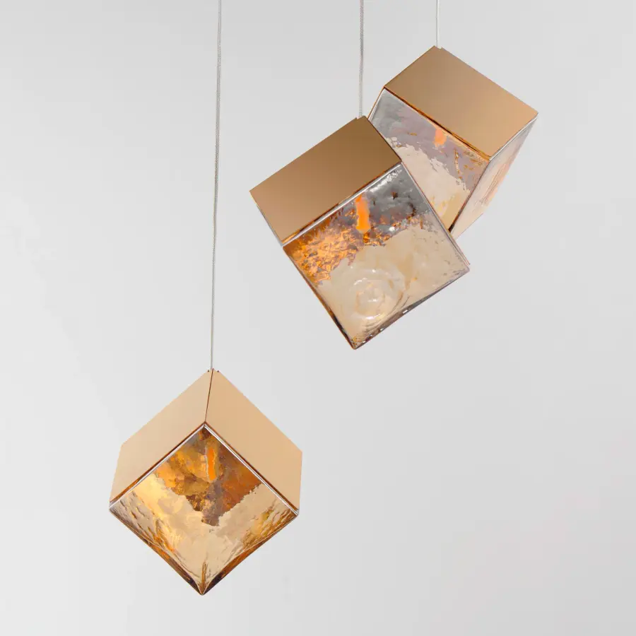 Ice Cube 3-Light LED Multi-Light Pendant in French Gold - Image 4