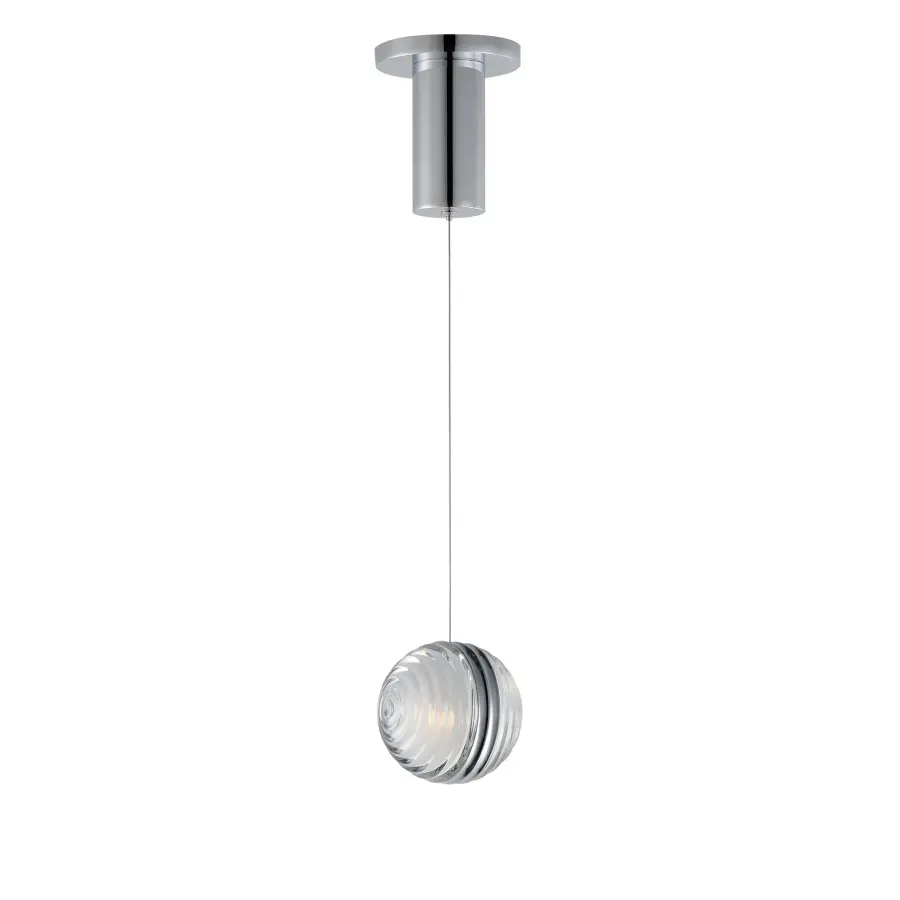 Sleek Mini Pendant with Modern Ridged Design and Integrated LED - Image 1