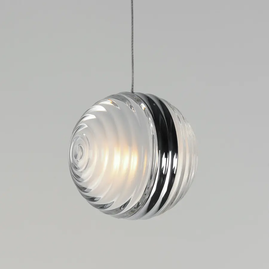 Sleek Mini Pendant with Modern Ridged Design and Integrated LED - Image 2
