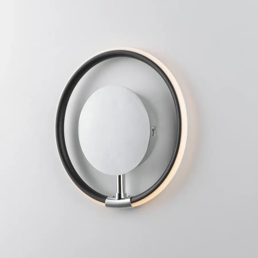 Ringer LED Wall Sconce in Black with Polished Chrome - Image 2