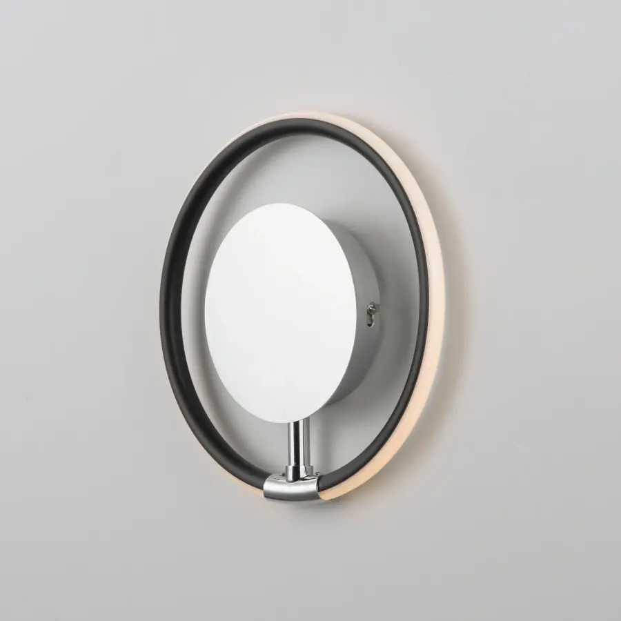 Ringer LED Wall Sconce in Black with Polished Chrome - Image 3