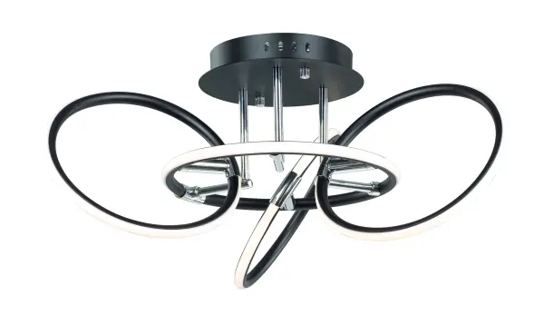 Ringer 4-Light LED Semi Flush Mount in Black with Polished Chrome - Image 1