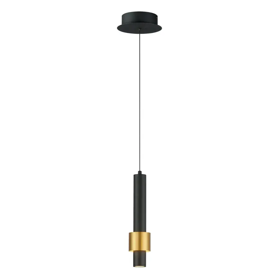 Reveal Single LED Pendant in Black & Gold - Image 1