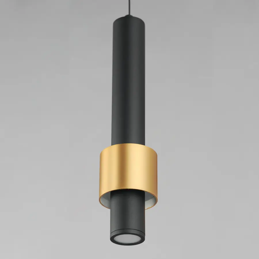Reveal Single LED Pendant in Black & Gold - Image 3