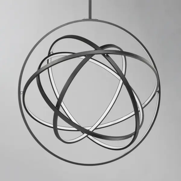 The Gyro II transforms lighting into an interactive art installation with its rotating concentric bands that adjust on three axis points. This 31.5-inch statement piece delivers 5500 lumens through LED strips encased in frosted lenses, creating both functional illumination and visual drama. - alternate view