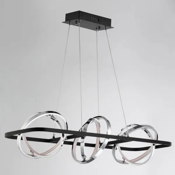 The Gyro II transforms lighting into art with its rotating concentric bands that adjust on three axes. Featuring integrated LED strips with frosted lenses, this statement piece combines high-tech functionality with museum-quality design. - alternate view
