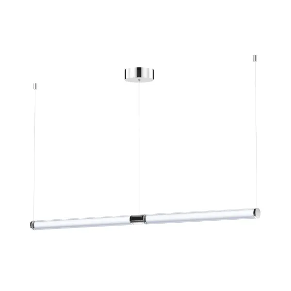 The Vanish Linear Pendant delivers contemporary sophistication with its 52-inch crystal-clear acrylic body and integrated LED technology. The innovative design features rotatable machined aluminum ends that allow you to direct light precisely where needed, making it both functional and sculptural.