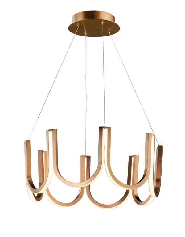 The You Single Pendant combines architectural U-shaped channels in a luxurious Brushed Champagne finish with high-output LED technology. Its cylindrical design and exterior-mounted lenses create exceptional downward illumination perfect for task and ambient lighting.