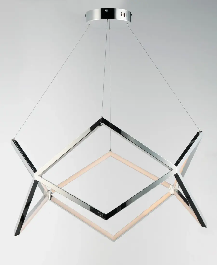 Sculptural Contemporary Pendant with Mirror-Like Chrome Finish - Image 2