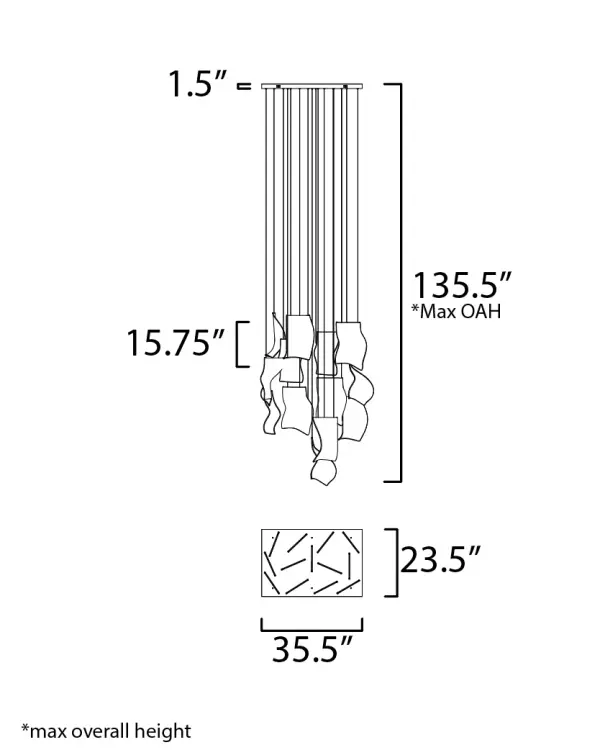 Rinkle 13-Light Rectilinear LED Pendant - Image 5