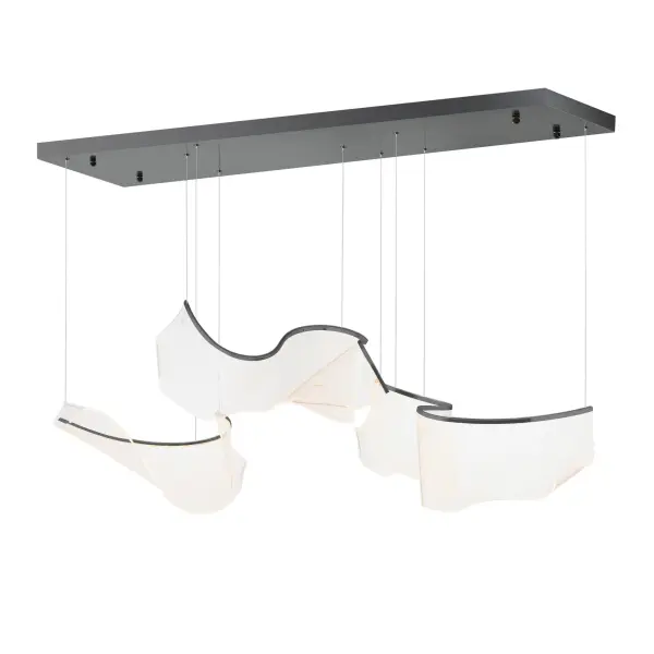 The Rinkle pendant transforms lighting into floating art with hand-shaped transparent acrylic and concealed LED strips. Its modular, adjustable configuration and brushed gunmetal finish create a showstopping focal point for contemporary spaces.