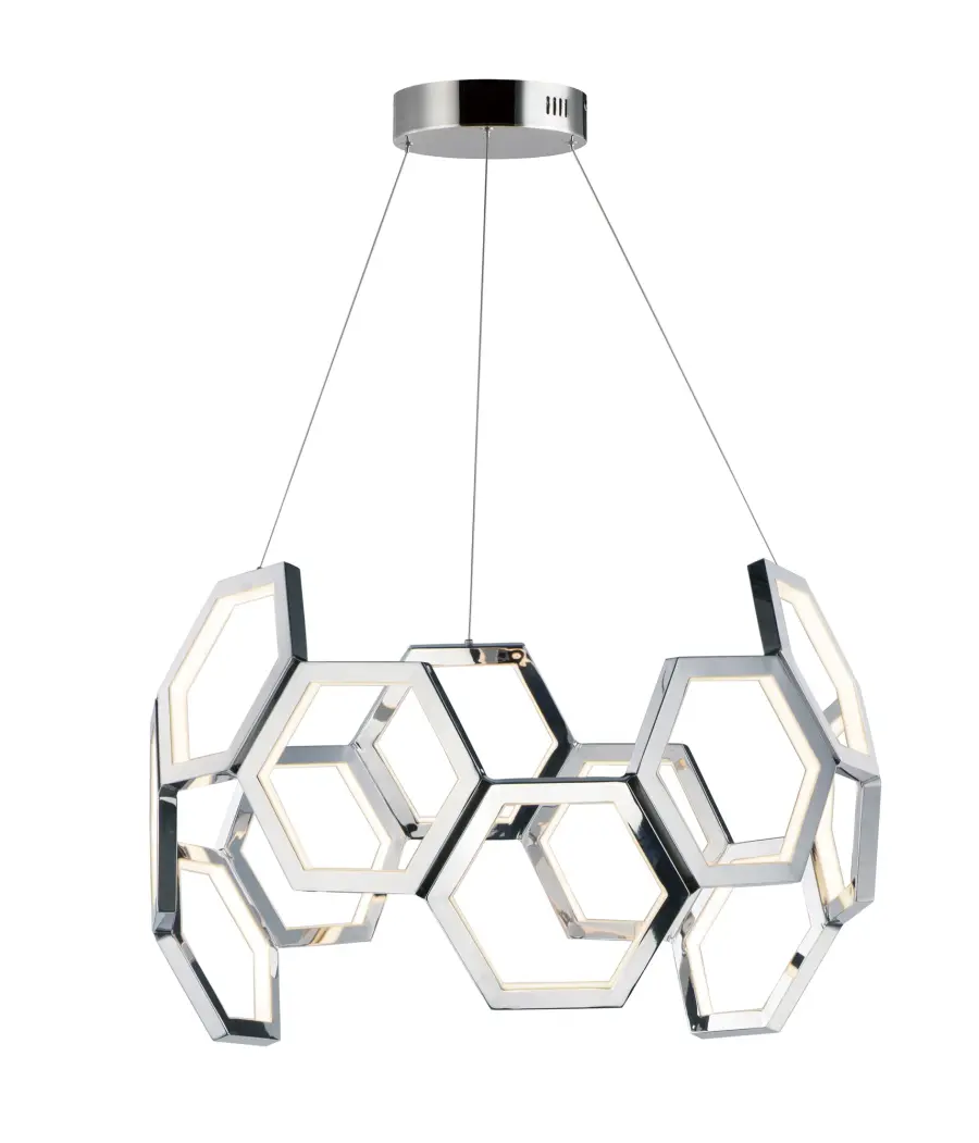 Polygon Single LED Pendant in Polished Chrome - Image 1