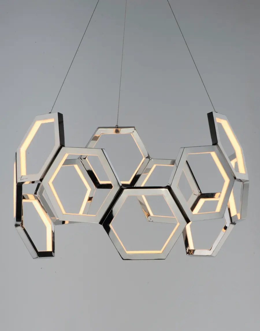 Polygon Single LED Pendant in Polished Chrome - Image 2