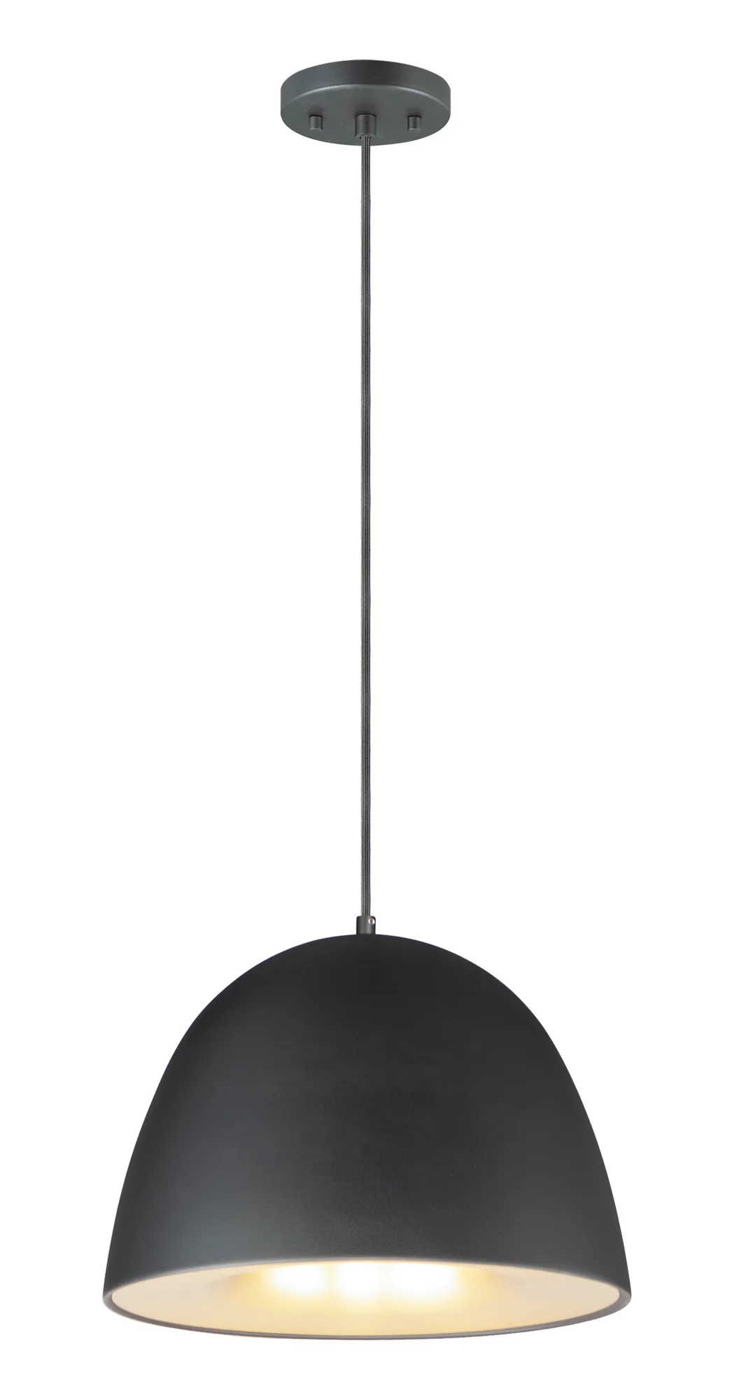 Fungo 16" LED Single Pendant in Black/Satin Brass