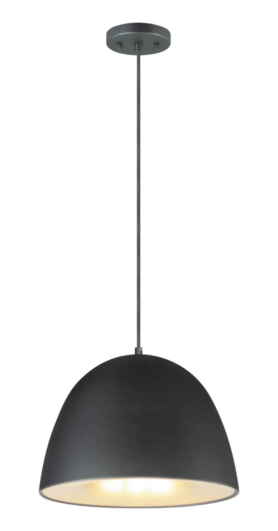 Fungo 16" LED Single Pendant in Black/Satin Brass - Image 1