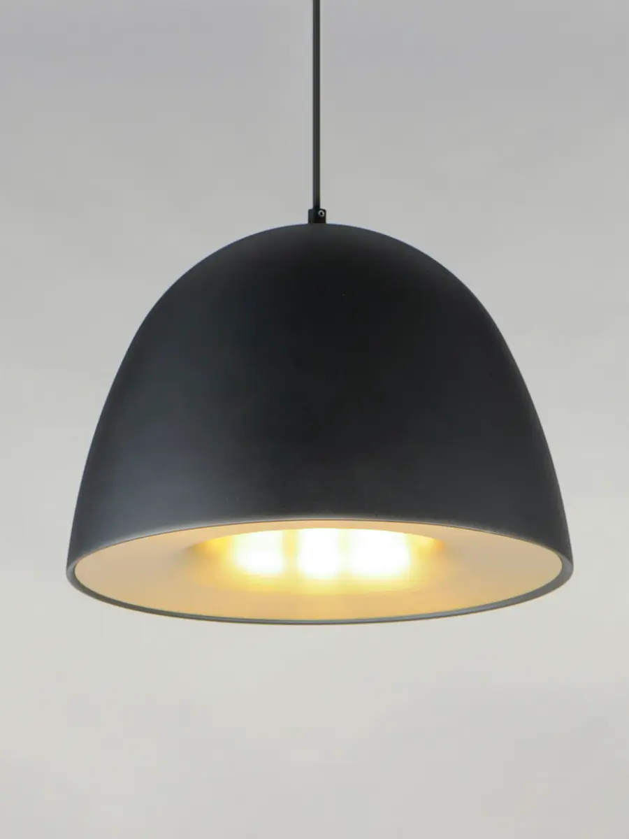 Fungo 16" LED Single Pendant in Black/Satin Brass - Image 4