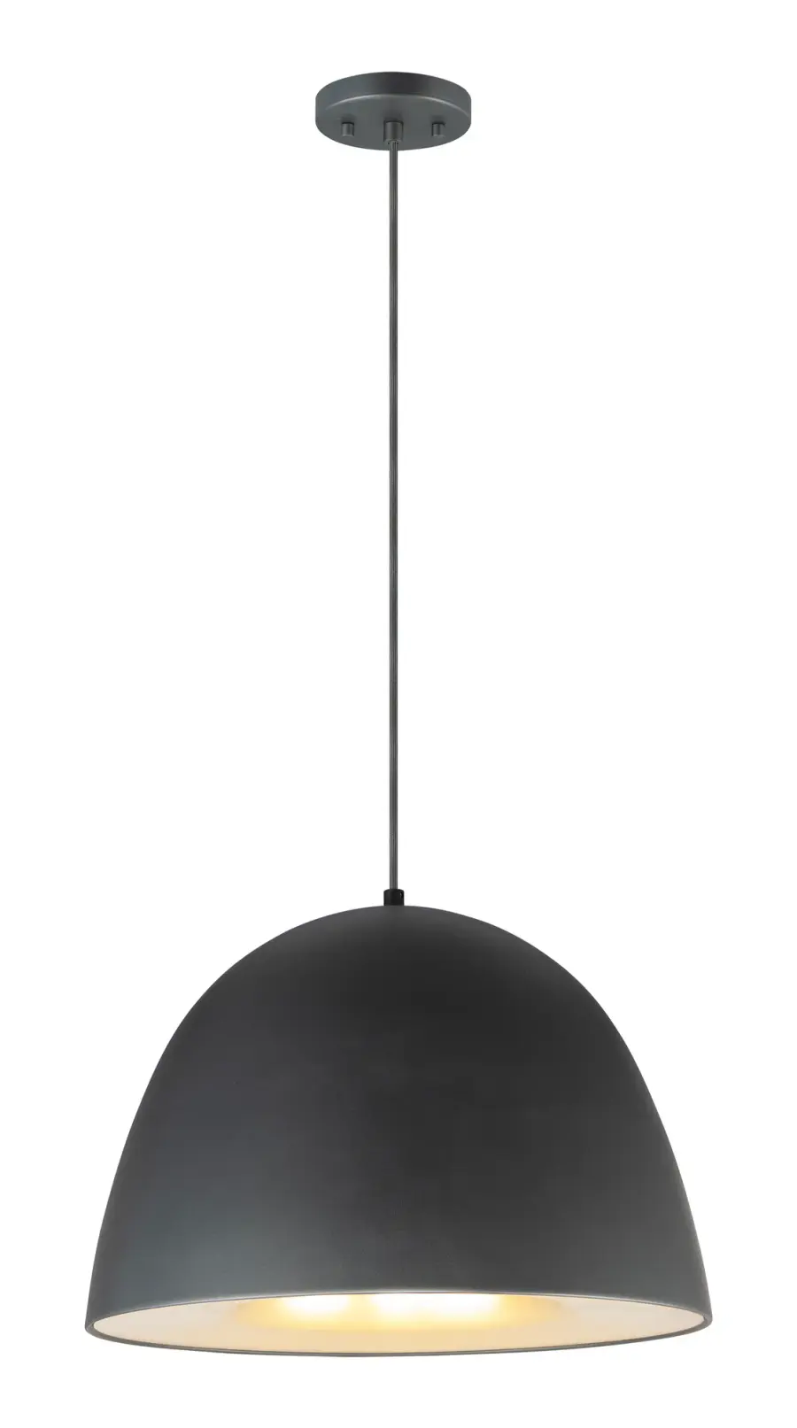 Fungo 24" LED Single Pendant in Black/Satin Brass - Image 1