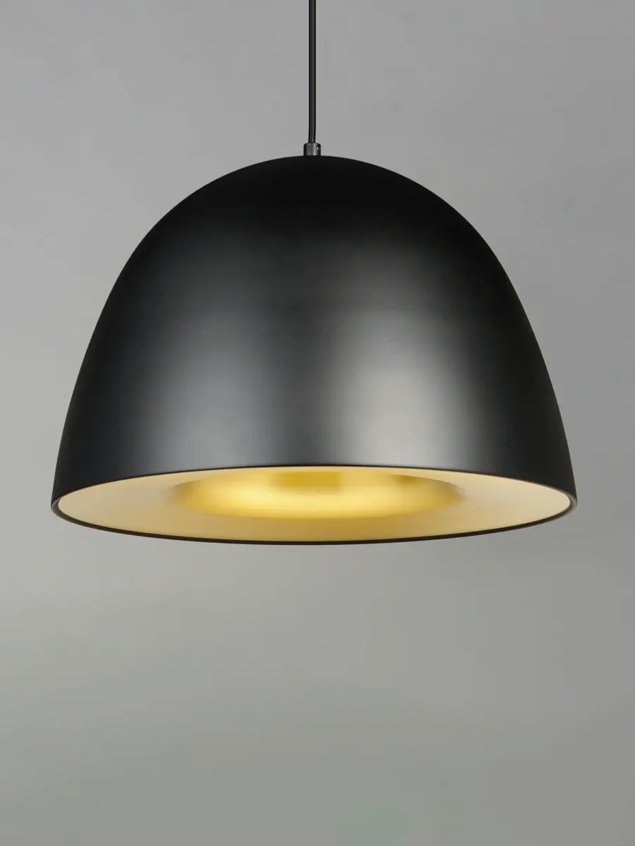 Fungo 24" LED Single Pendant in Black/Satin Brass - Image 2