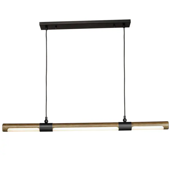 The Rollo pendant brings a softer, organic approach to contemporary lighting with its distinctive hydro-dipped Antique Pecan finish and Matte Black accents. Integrated LED provides efficient, even illumination through a white polycarbonate lens.