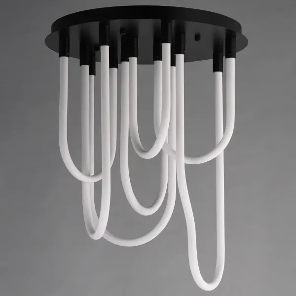 The Soleil Flush Mount combines striking abstract design with practical LED efficiency. Its sweeping acrylic tubes create a sculptural statement while providing omnidirectional illumination, perfect for modern spaces seeking both form and function. - alternate view